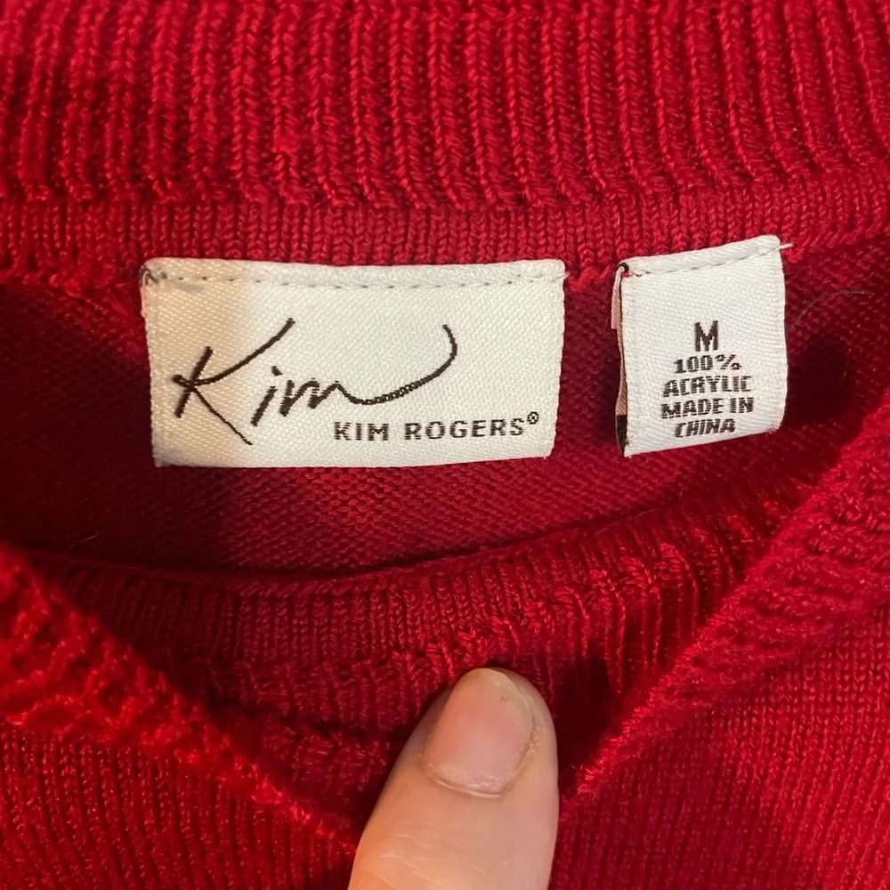 Kim Rogers Red Crewneck Knit Sweater Medium